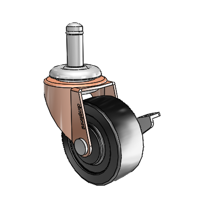 Roulette pivotante Regent Grip Ring à anneau en oxyde de cuivre, équipée de 2 roues en polyoléfine noire de 0,8125 et d'un frein latéral