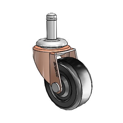 Regent Grip Ring Copper Oxide Swivel Caster with 2 x .8125 Black Soft Rubber Wheel