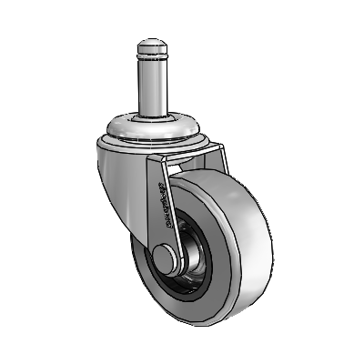 Regent Grip Ring Polished Nickel Swivel Caster with 2 x .8125 Grey Thermoplastic Rubber Wheel