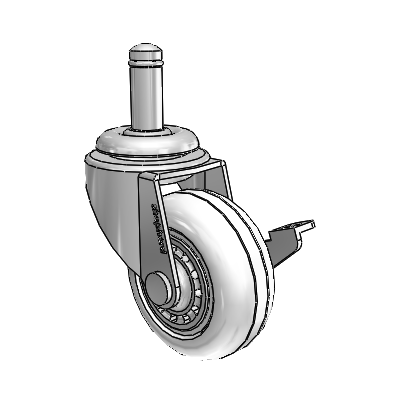 Regent Grip Ring Polished Nickel Swivel Caster with 2 x .8125 Clear Vipor Wheel and Side Brake