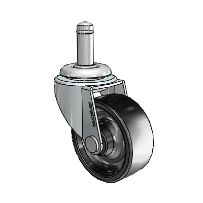 Roulette pivotante Regent Grip Ring en zinc avec 2 roues en polyoléfine noire de 0,8125