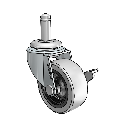 Regent Grip Ring Zinc Swivel Caster with 2 x .8125 Grey Thermoplastic Urethane Wheel and Side Brake