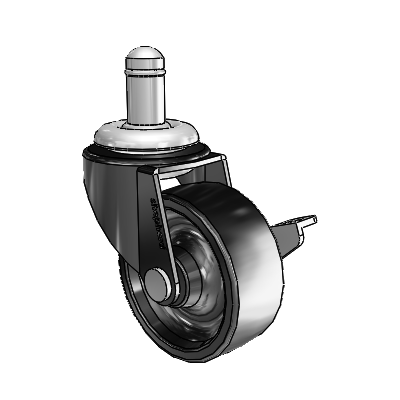 Regent Grip Ring Black Oxide Swivel Caster with 2 x .8125 Polyolefin Wheel and Side Brake