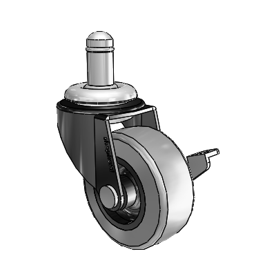 Regent Grip Ring Black Oxide Swivel Caster with 2 x .8125 Grey Thermoplastic Rubber Wheel and Side Brake