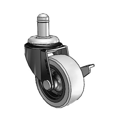 Regent Grip Ring Black Oxide Swivel Caster with 2 x .8125 Grey Thermoplastic Urethane Wheel and Side Brake