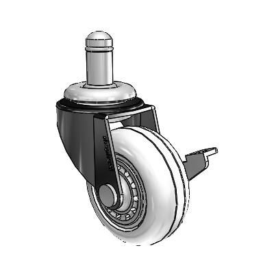 Regent Grip Ring Black Oxide Swivel Caster with 2 x .8125 Clear Vipor Wheel and Side Brake