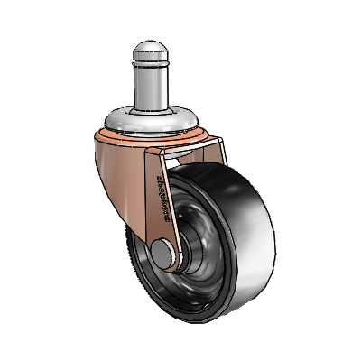 Regent Grip Ring Copper Oxide Swivel Caster with 2 x .8125 Black Polyolefin Wheel
