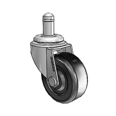 Regent Grip Ring Polished Nickel Swivel Caster with 2 x .8125 Black Soft Rubber Wheel