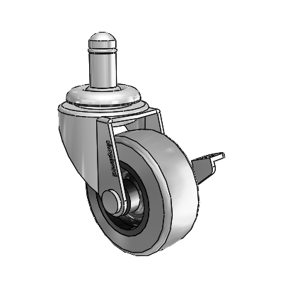 Regent Grip Ring Polished Nickel Swivel Caster with 2 x .8125 Grey Thermoplastic Rubber Wheel and Side Brake