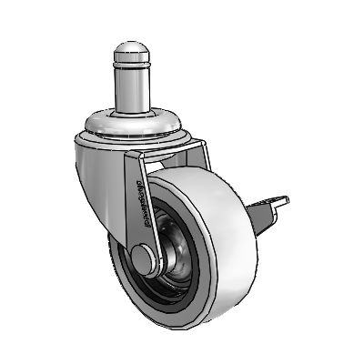 Regent Grip Ring Polished Nickel Swivel Caster with 2 x .8125 Grey Thermoplastic Urethane Wheel and Side Brake