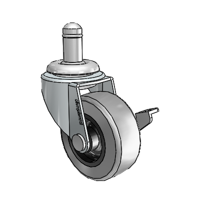 Regent Grip Ring Zinc Swivel Caster with 2 x .8125 Grey Thermoplastic Rubber Wheel and Side Brake