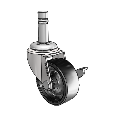 Regent Grip Ring Bright Chrome Swivel Caster with 2 x .8125 Black Polyolefin Wheel and Side Brake