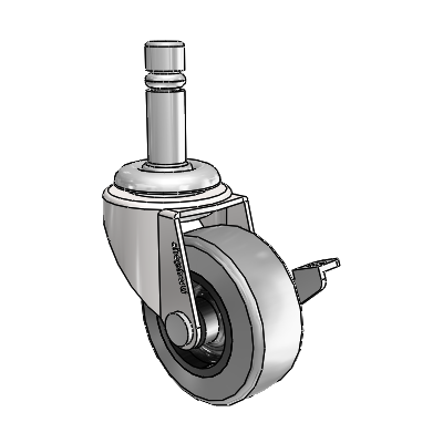 Regent Grip Ring Bright Chrome Swivel Caster with 2 x .8125 Grey Thermoplastic Rubber Wheel and Side Brake