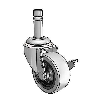Regent Grip Ring Bright Chrome Swivel Caster with 2 x .8125 Grey Thermoplastic Urethane Wheel and Side Brake