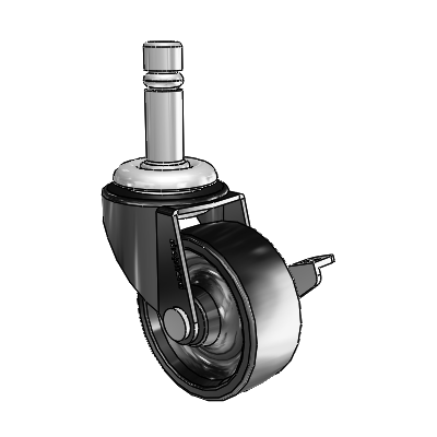 Regent Grip Ring Black Oxide Swivel Caster with 2 x .8125 Polyolefin Wheel and Side Brake