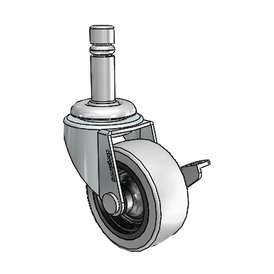 Regent Grip Ring Zinc Swivel Caster with 2 x .8125 Grey Thermoplastic Urethane Wheel and Side Brake