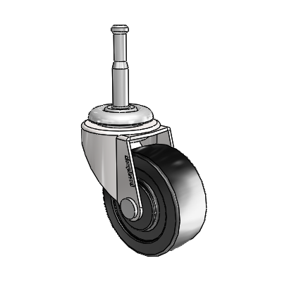 Roulette pivotante Regent Grip Neck en chrome brillant avec 2 roues en polyoléfine noire de 0,8125