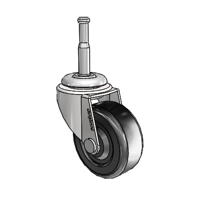 Regent Grip Neck Bright Chrome Swivel Caster with 2 x .8125 Black Soft Rubber Wheel