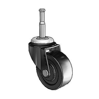 Regent Grip Neck Black Oxide Swivel Caster with 2 x .8125 Polyolefin Wheel