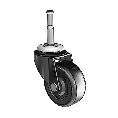 Regent Grip Neck Black Oxide Swivel Caster with 2 x .8125 Soft Rubber Wheel