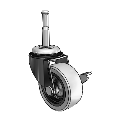 Regent Grip Neck Black Oxide Swivel Caster with 2 x .8125 Grey Thermoplastic Urethane Wheel and Side Brake