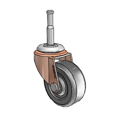 Regent Grip Neck Copper Oxide Swivel Caster with 2 x .8125 Black Hard Rubber Wheel
