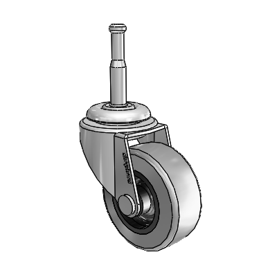 Regent Grip Neck Polished Nickel Swivel Caster with 2 x .8125 Grey Thermoplastic Rubber Wheel