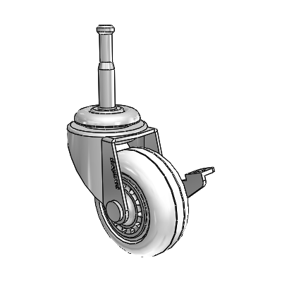 Regent Grip Neck Polished Nickel Swivel Caster with 2 x .8125 Clear Vipor Wheel and Side Brake