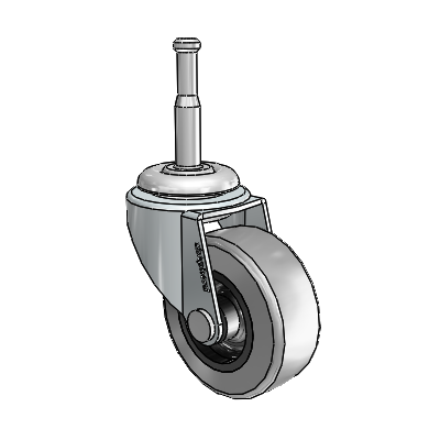 Regent Grip Neck Zinc Swivel Caster with 2 x .8125 Grey Thermoplastic Rubber Wheel