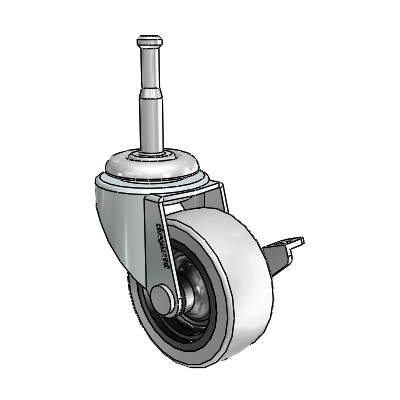 Regent Grip Neck Zinc Swivel Caster with 2 x .8125 Grey Thermoplastic Urethane Wheel and Side Brake