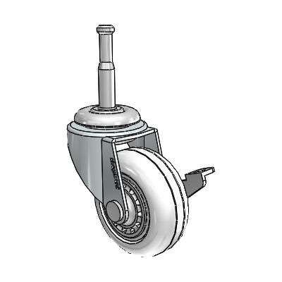 Regent Grip Neck Zinc Swivel Caster with 2 x .8125 Clear Vipor Wheel and Side Brake