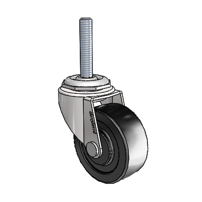 Regent Threaded Stem Bright Chrome Swivel Caster with 2 x .8125 Black Polyolefin Wheel