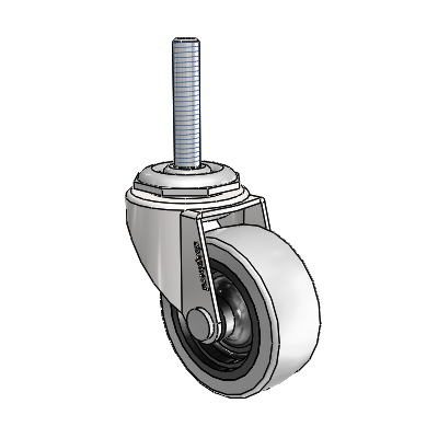 Regent Threaded Stem Bright Chrome Swivel Caster with 2 x .8125 Grey Thermoplastic Urethane Wheel