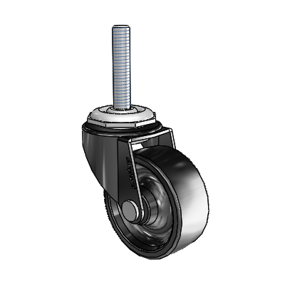 Regent Threaded Stem Black Oxide Swivel Caster with 2 x .8125 Polyolefin Wheel