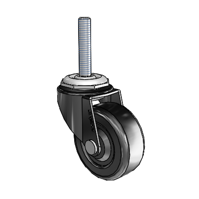 Regent Threaded Stem Black Oxide Swivel Caster with 2 x .8125 Soft Rubber Wheel