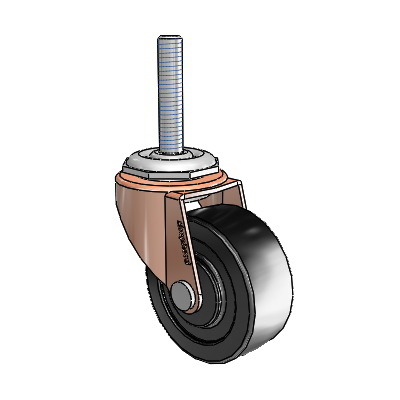 Regent Threaded Stem Copper Oxide Swivel Caster with 2 x .8125 Black Polyolefin Wheel