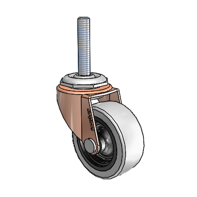 Roulette pivotante Regent à tige filetée en oxyde de cuivre, équipée de 2 roues en uréthane thermoplastique gris de 0,8125