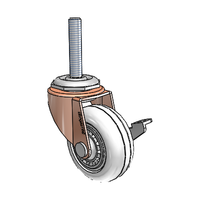 Regent Threaded Stem Copper Oxide Swivel Caster with 2 x .8125 Clear Vipor Wheel and Side Brake