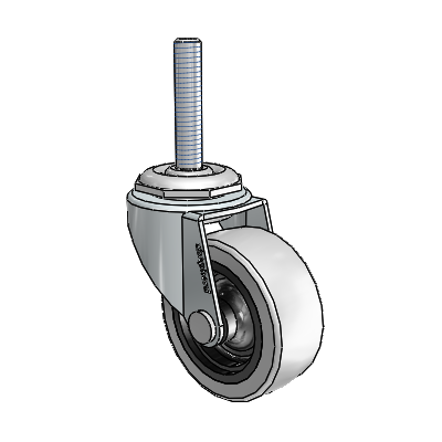 Regent Threaded Stem Zinc Swivel Caster with 2 x .8125 Grey Thermoplastic Urethane Wheel