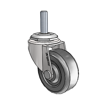 Regent Threaded Stem Bright Chrome Swivel Caster with 2 x .8125 Black Hard Rubber Wheel