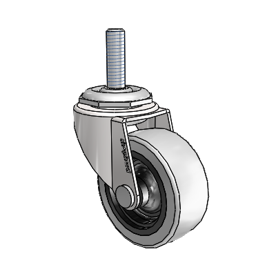 Regent Threaded Stem Bright Chrome Swivel Caster with 2 x .8125 Grey Thermoplastic Urethane Wheel