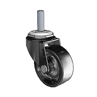 Regent Threaded Stem Black Oxide Swivel Caster with 2 x .8125 Polyolefin Wheel