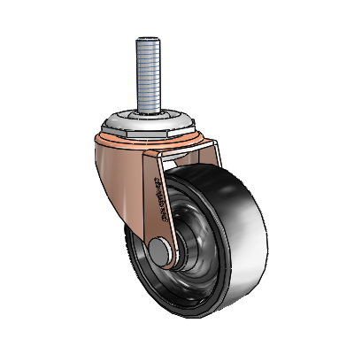 Regent Threaded Stem Copper Oxide Swivel Caster with 2 x .8125 Black Polyolefin Wheel
