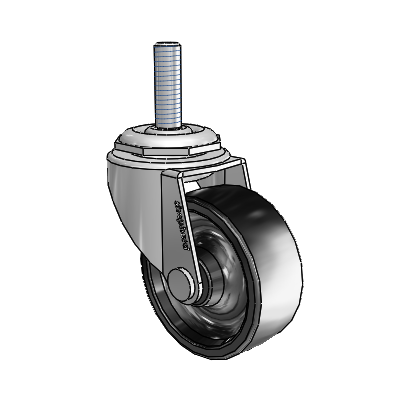 Regent Threaded Stem Polished Nickel Swivel Caster with 2 x .8125 Black Polyolefin Wheel