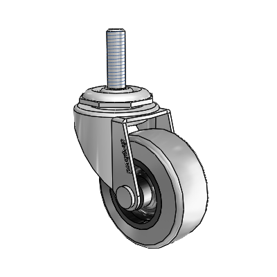 Regent Threaded Stem Polished Nickel Swivel Caster with 2 x .8125 Grey Thermoplastic Rubber Wheel