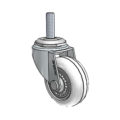 Regent Threaded Stem Zinc Swivel Caster with 2 x .8125 Clear Vipor Wheel