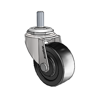 Regent Threaded Stem Bright Chrome Swivel Caster with 2 x .8125 Black Polyolefin Wheel