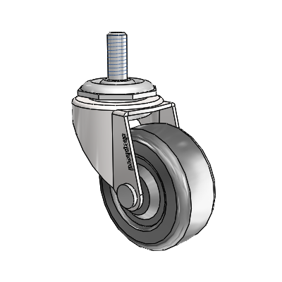 Regent Threaded Stem Bright Chrome Swivel Caster with 2 x .8125 Black Hard Rubber Wheel