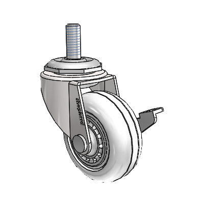 Regent Threaded Stem Bright Chrome Swivel Caster with 2 x .8125 Clear Vipor Wheel and Side Brake