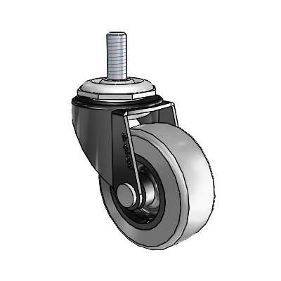 Regent Threaded Stem Black Oxide Swivel Caster with 2 x .8125 Grey Thermoplastic Rubber Wheel